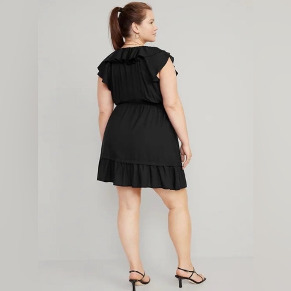 Old Navy Black Ruffle-Trim Mini Dress 2X - Picture 2 of 9